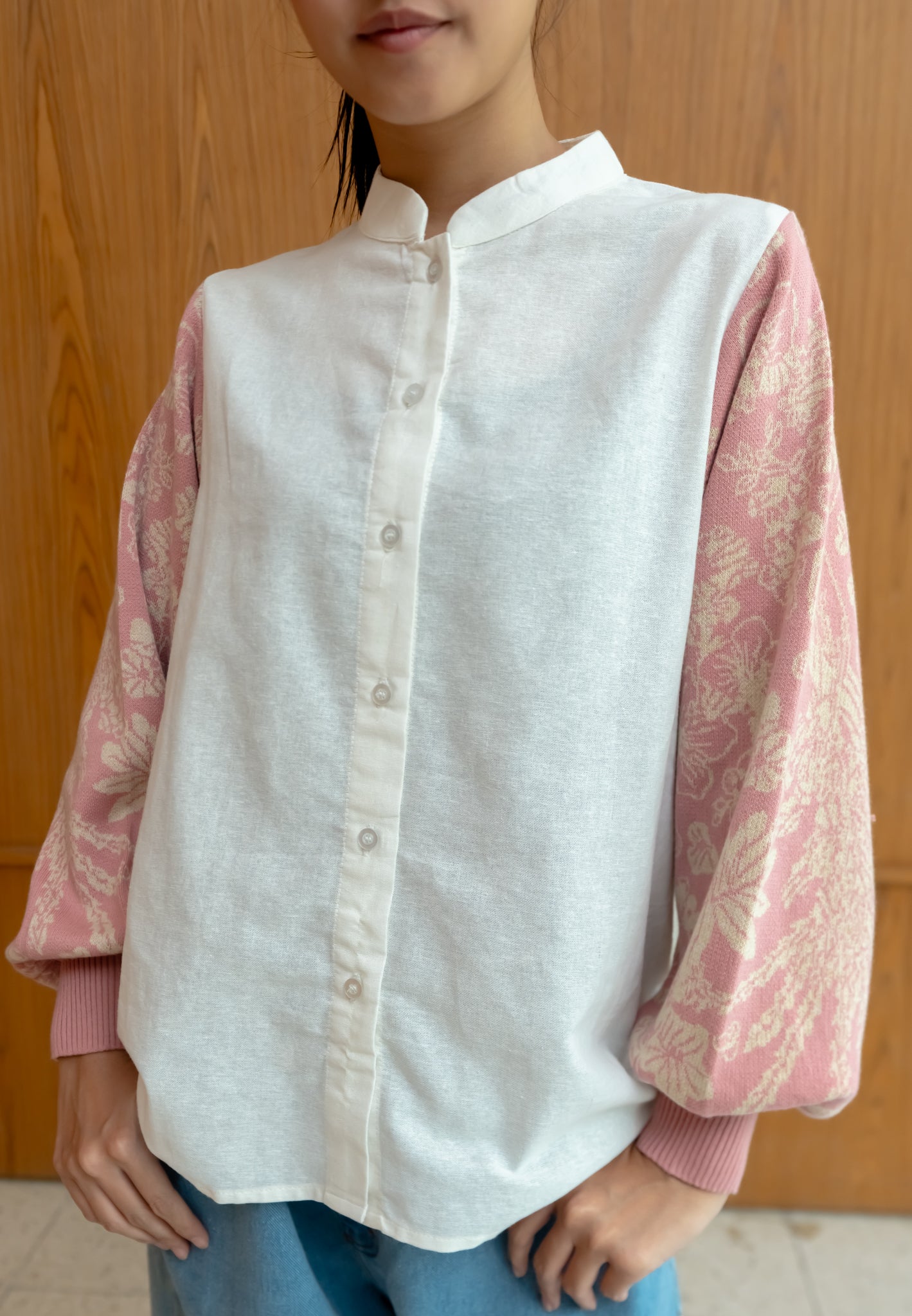 NONAETAL NEW OSAKA HERITAGE TOP KNIT BROKEN WHITE - PINK