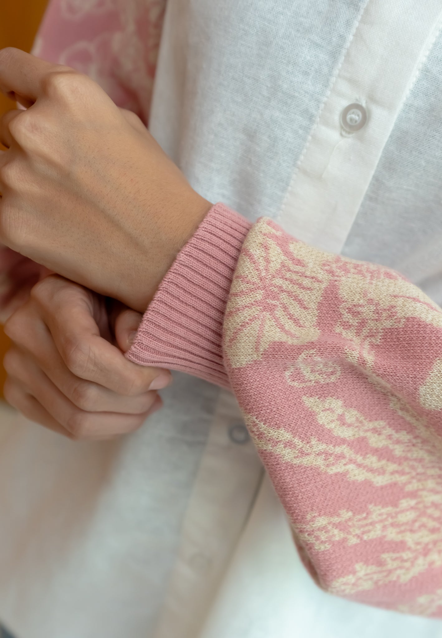 NONAETAL NEW OSAKA HERITAGE TOP KNIT BROKEN WHITE - PINK