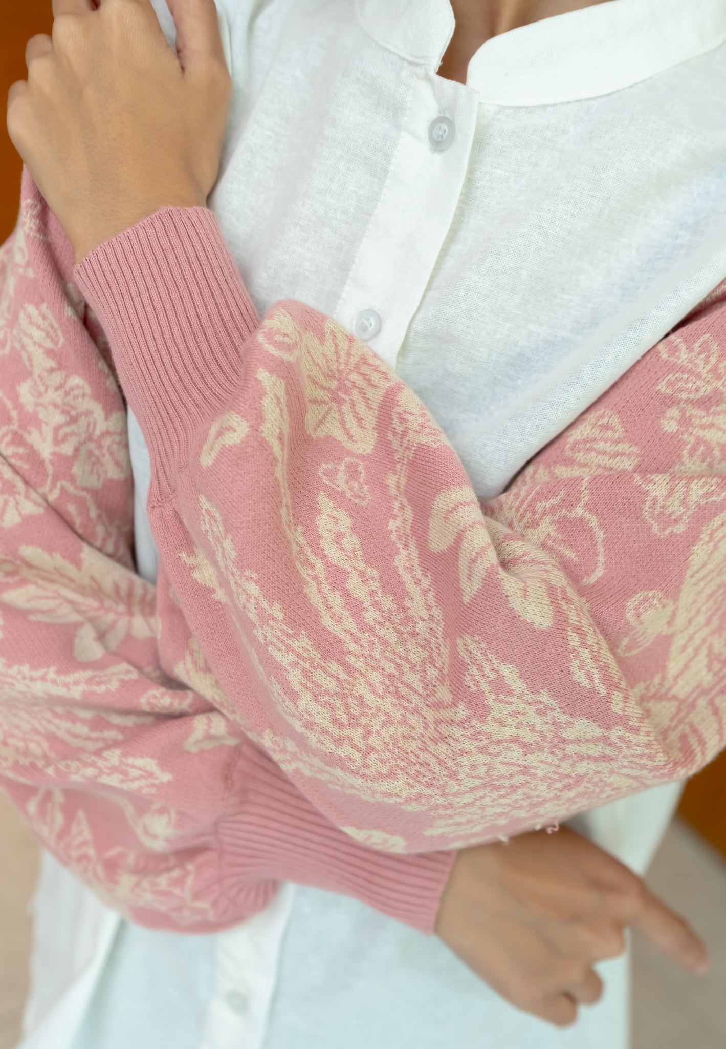 NONAETAL NEW OSAKA HERITAGE TOP KNIT BROKEN WHITE - PINK