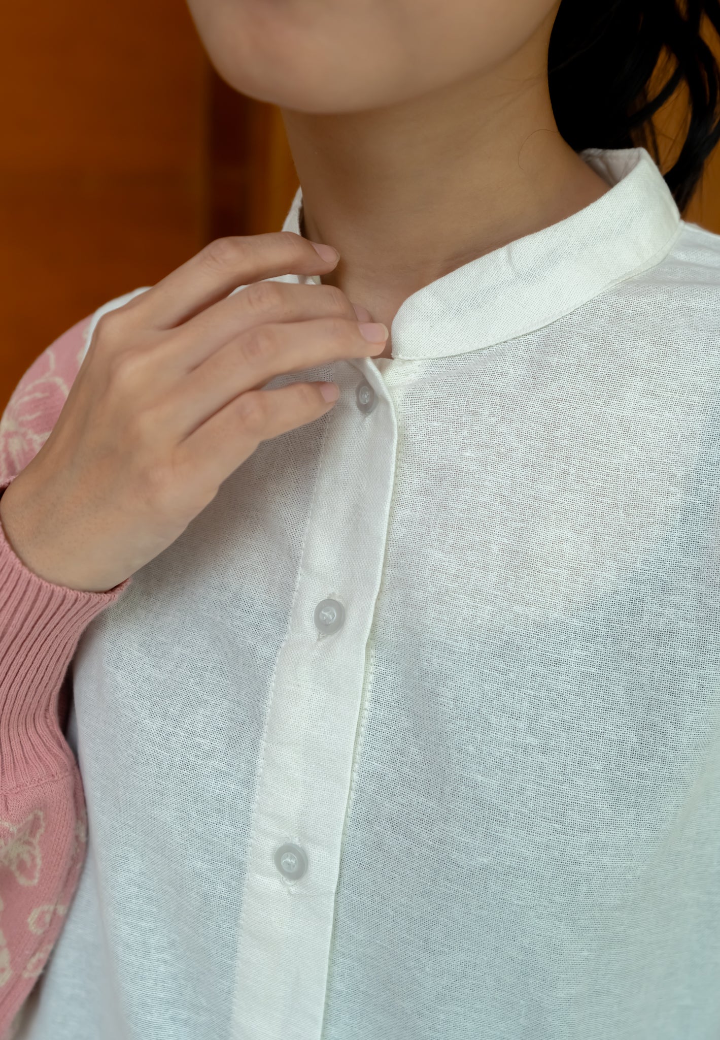 NONAETAL NEW OSAKA HERITAGE TOP KNIT BROKEN WHITE - PINK