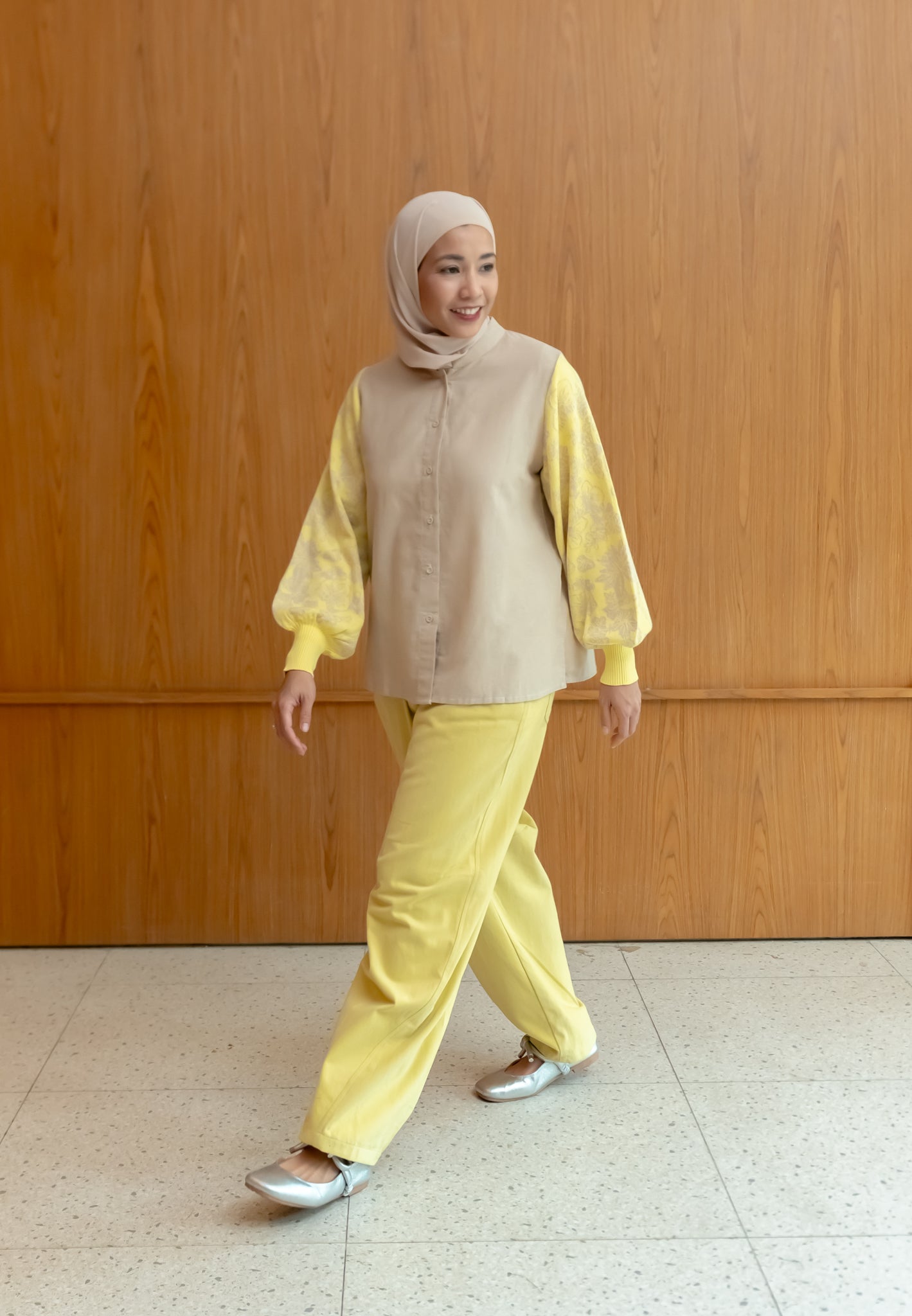 NONAETAL OSAKA HERITAGE TOP KNIT SLEEVE ECRU BUTTER YELLOW