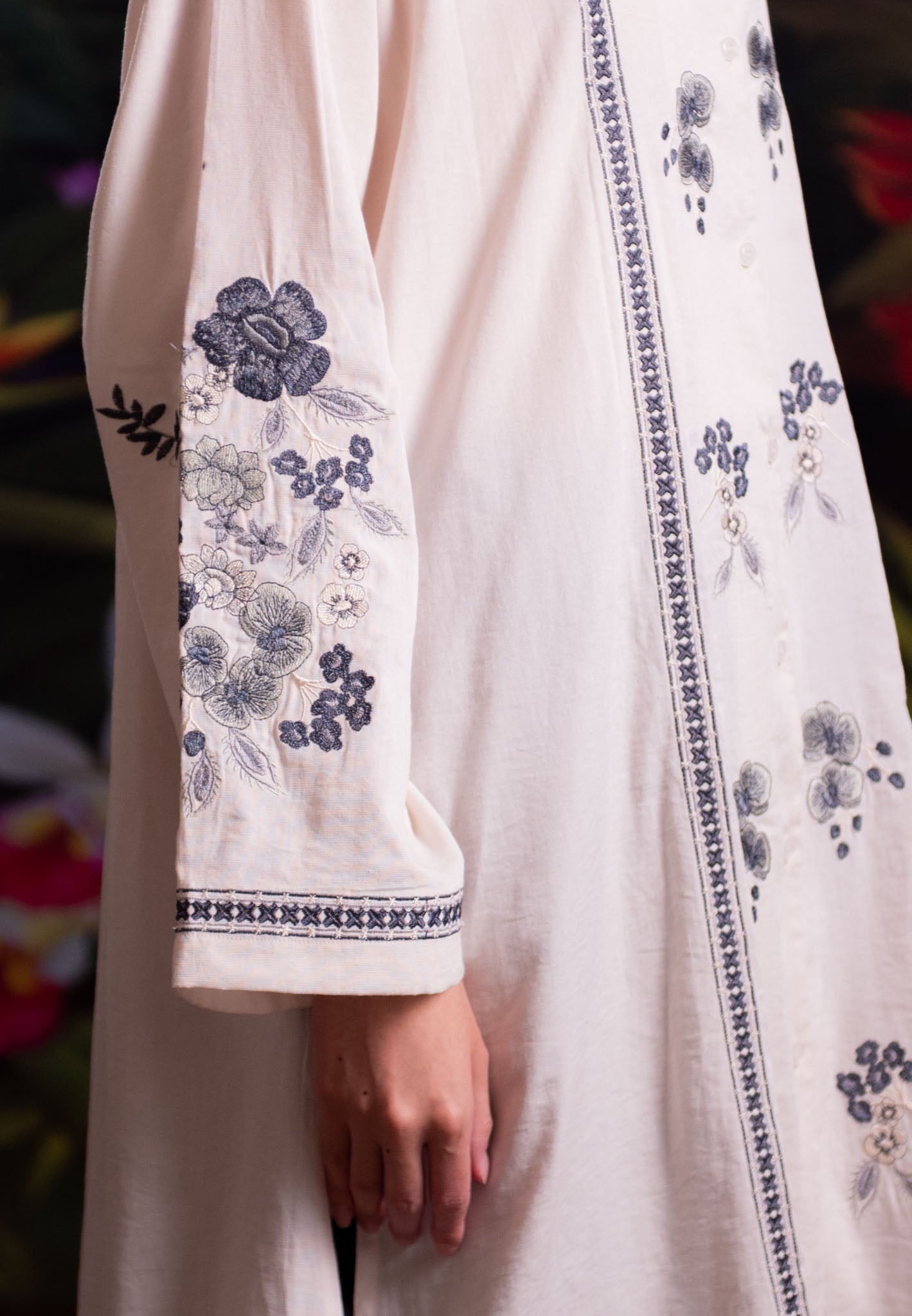 NONAETAL RAFFLESIA WHISPER TUNIC EMBROIDERY NATURAL