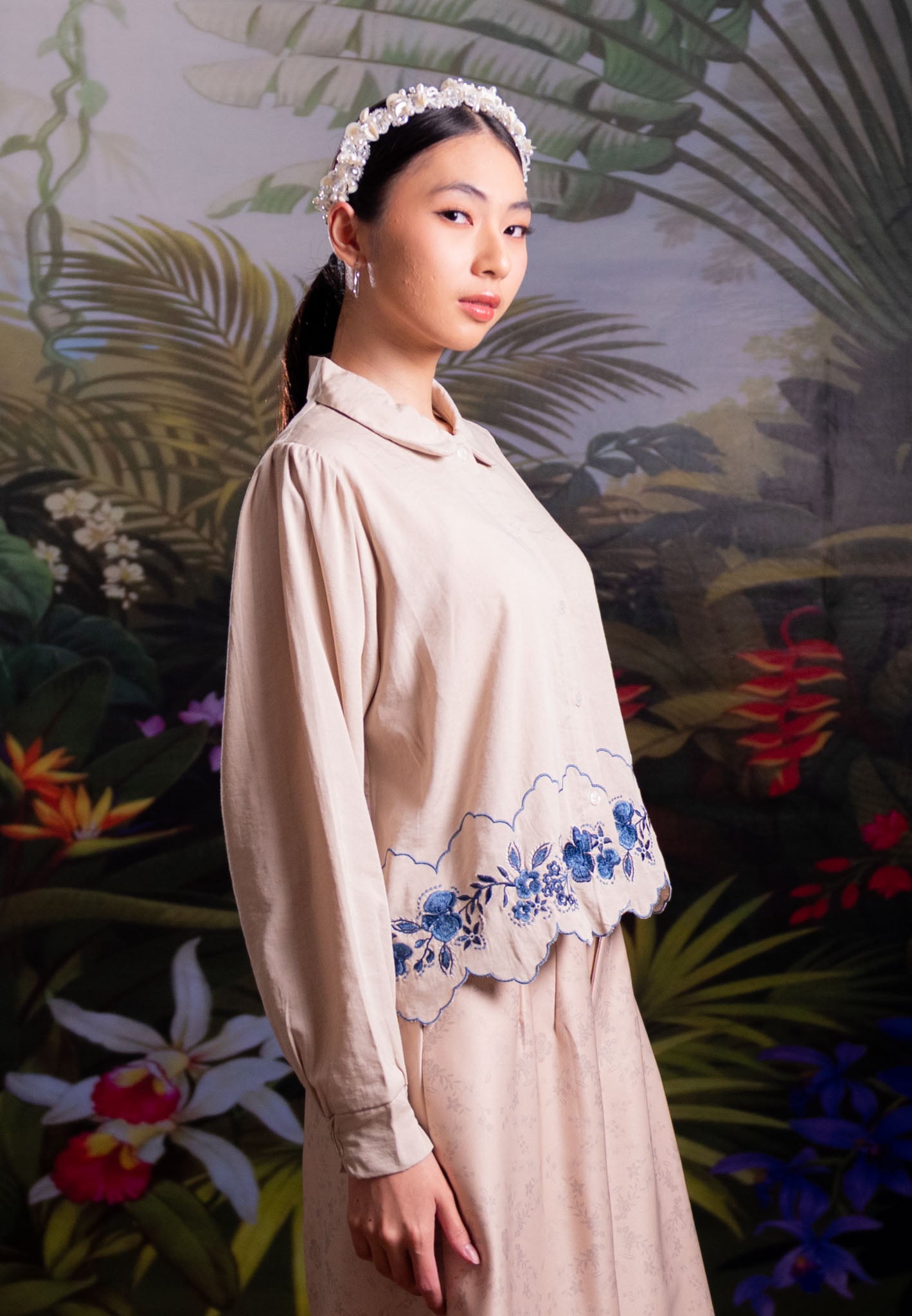 NONAETAL HASSIE WHISPER SHIRT TOP LONG SLEEVE ECRU