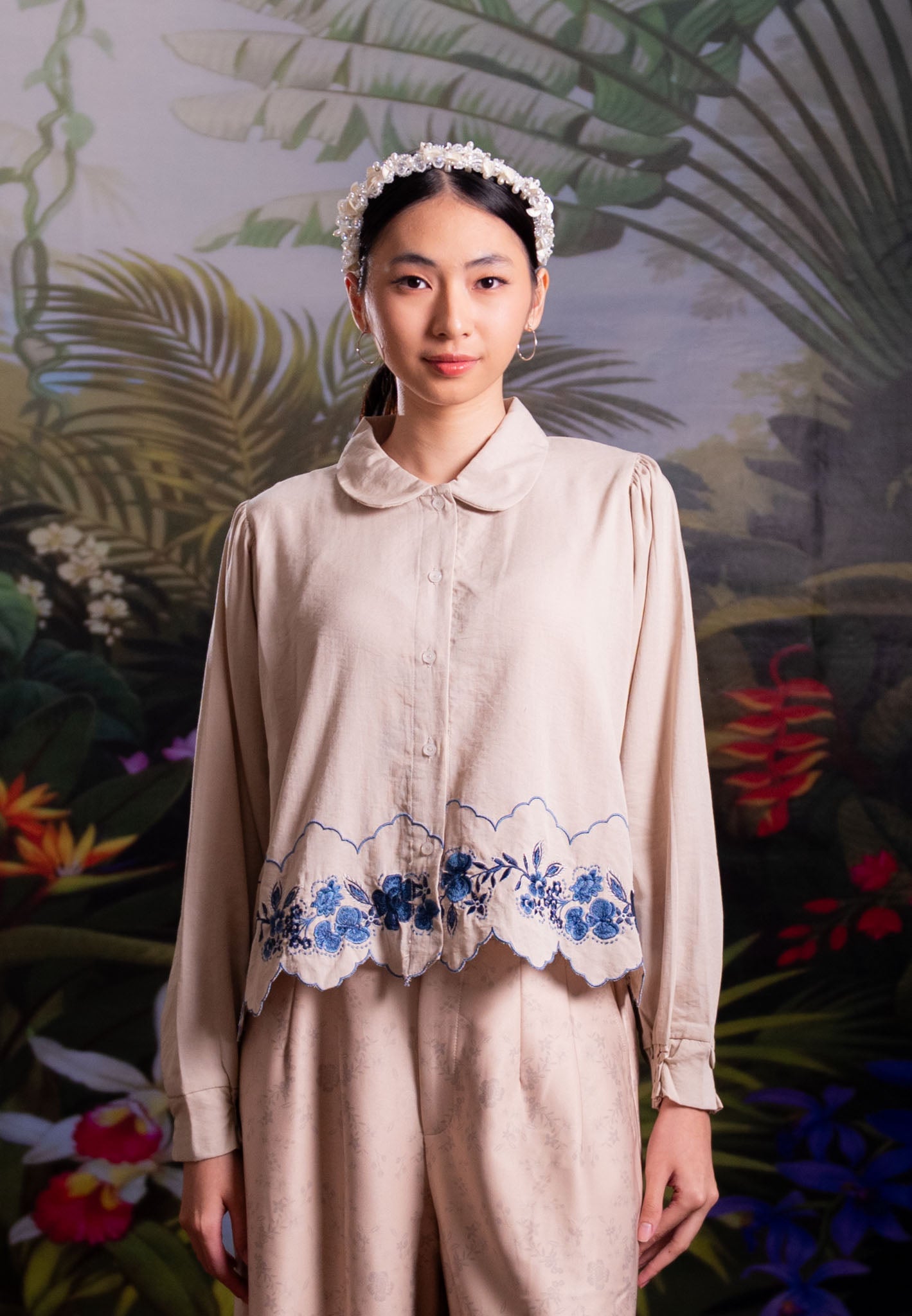 NONAETAL HASSIE WHISPER SHIRT TOP LONG SLEEVE ECRU