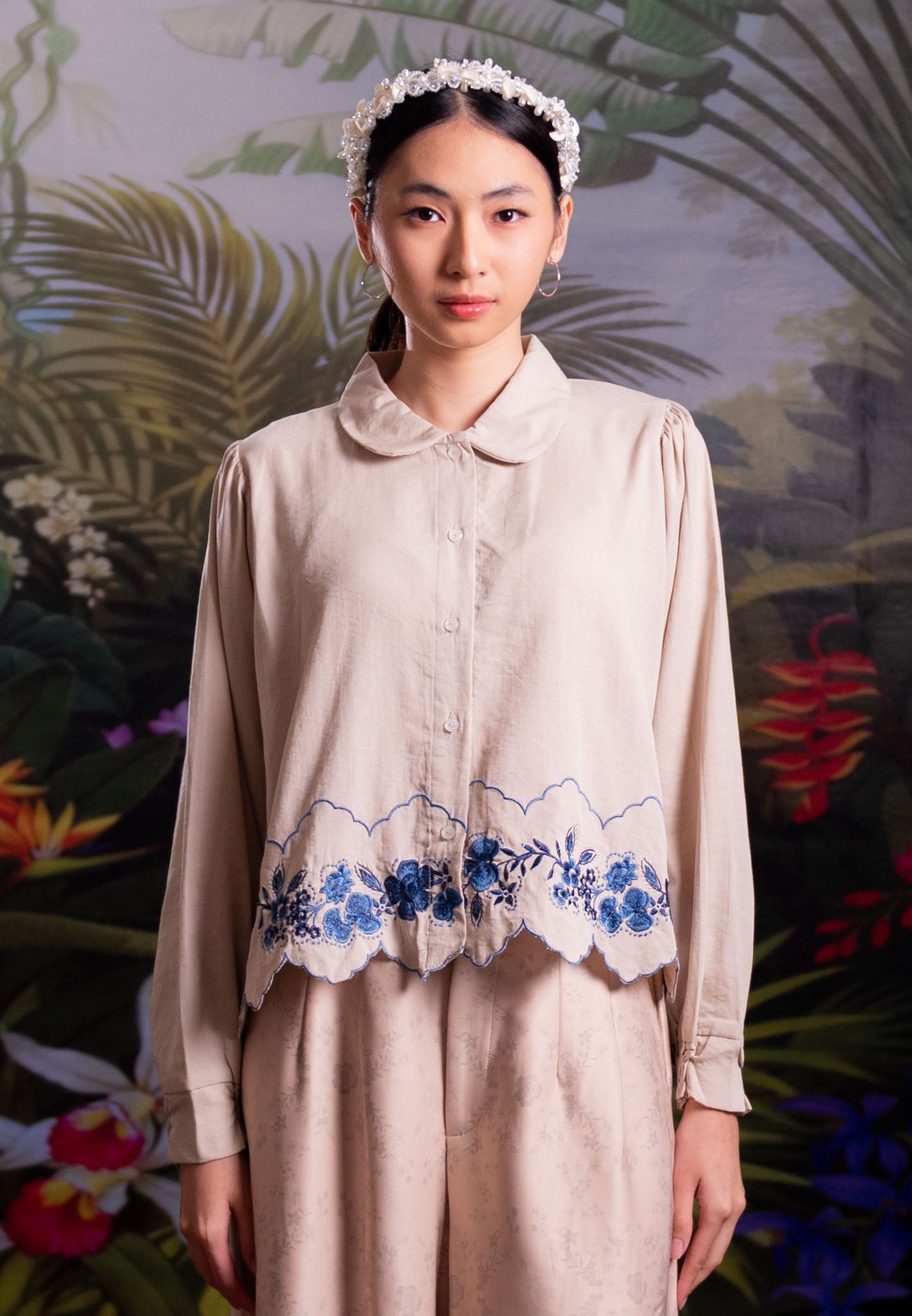 NONAETAL HASSIE WHISPER SHIRT TOP LONG SLEEVE ECRU