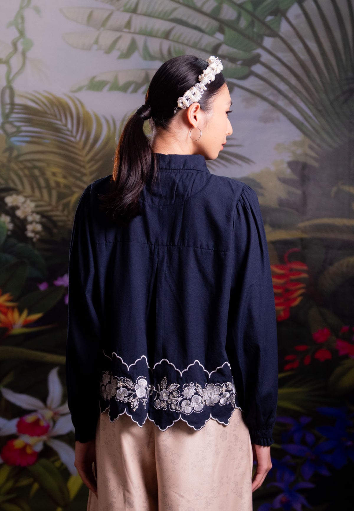 NONAETAL HASSIE WHISPER SHIRT TOP LONG SLEEVE NAVY