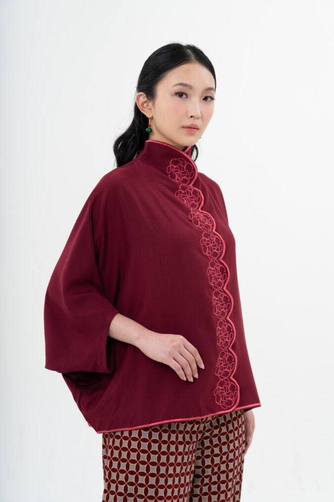 YINGHUA TOP IN MAROON