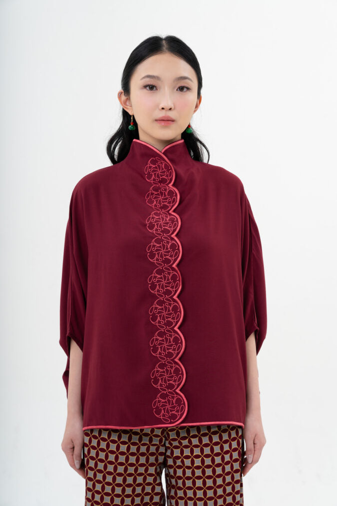 YINGHUA TOP IN MAROON